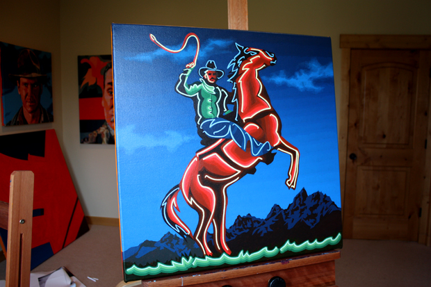 Neon Cowboy Painting Process by Borbay