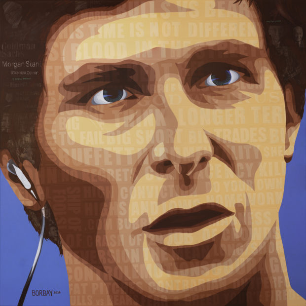 Dr Michael Burry Christian Bale The Big Short Collage Painting by Borbay
