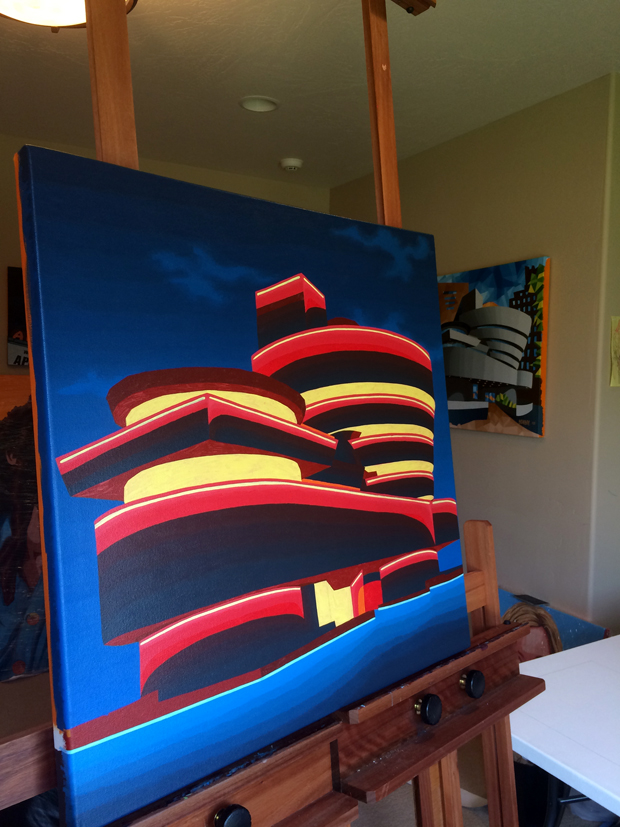 Neon Guggenheim Painting Process by Borbay