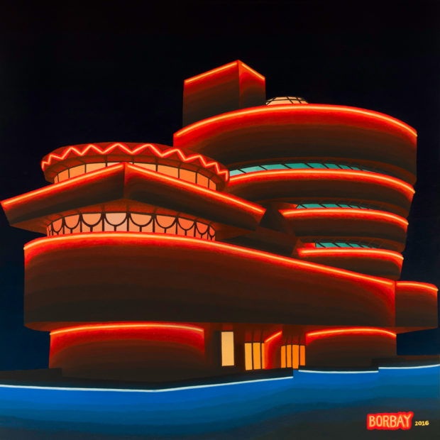 Neon Guggenheim Painting by Borbay