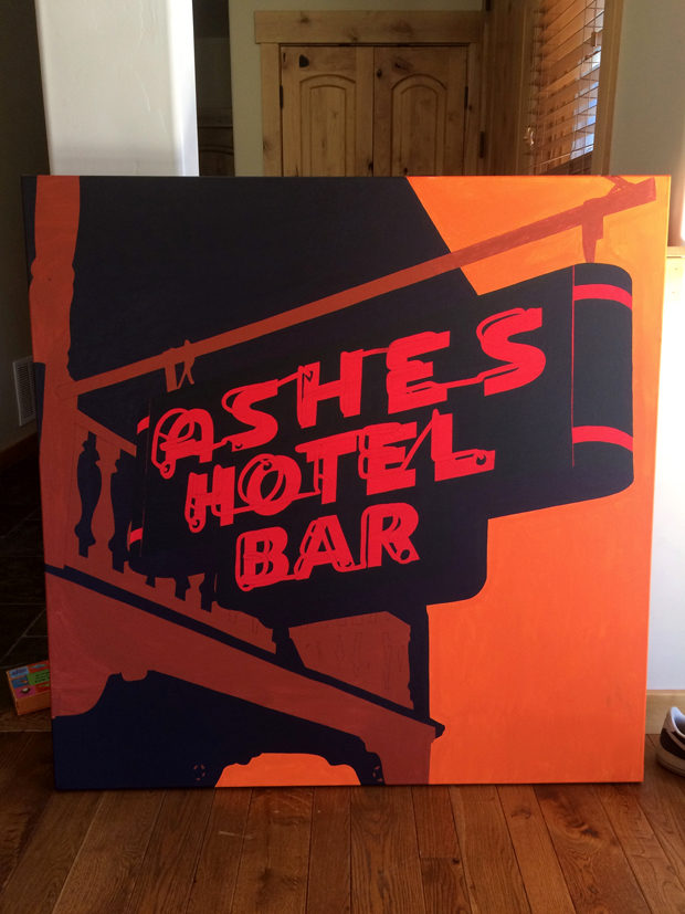 Ashes Hotel Bar Neon Painting Process by Borbay