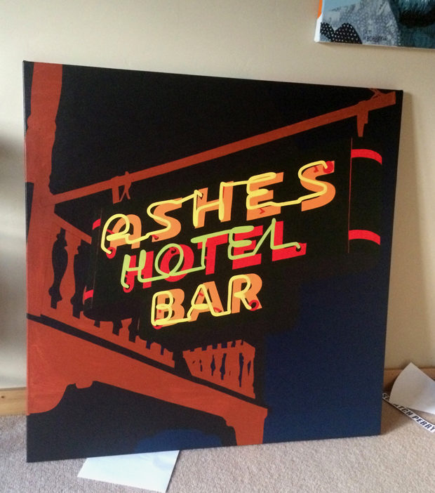 Ashes Hotel Bar Neon Painting Process by Borbay