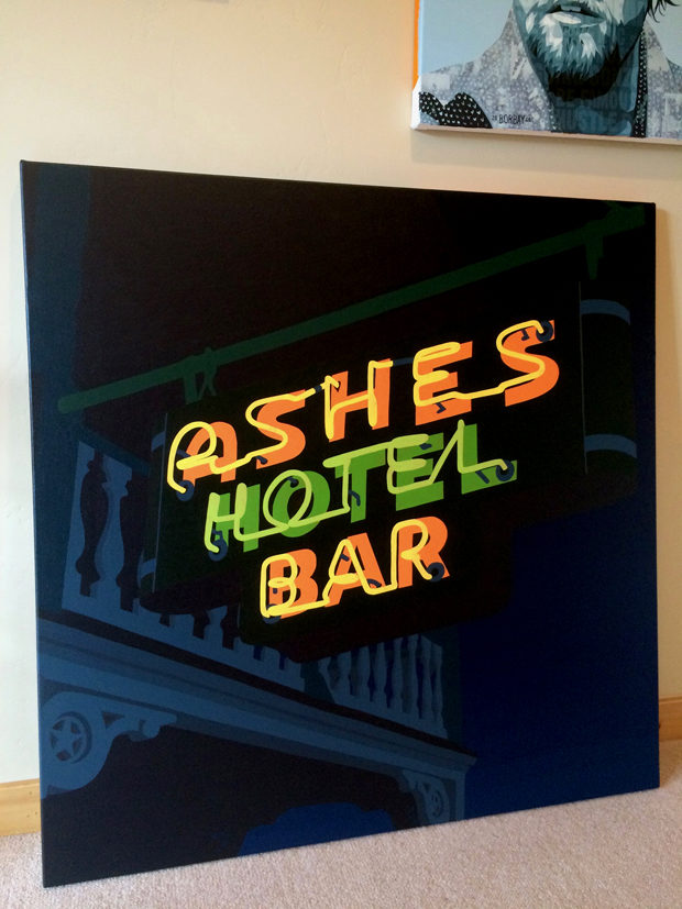 Ashes Hotel Bar Neon Painting Process by Borbay