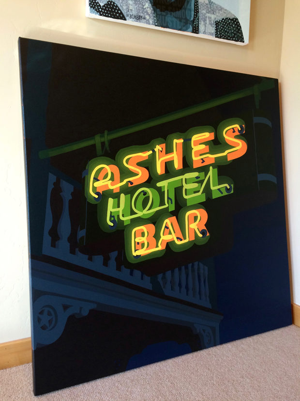 Ashes Hotel Bar Neon Painting Process by Borbay