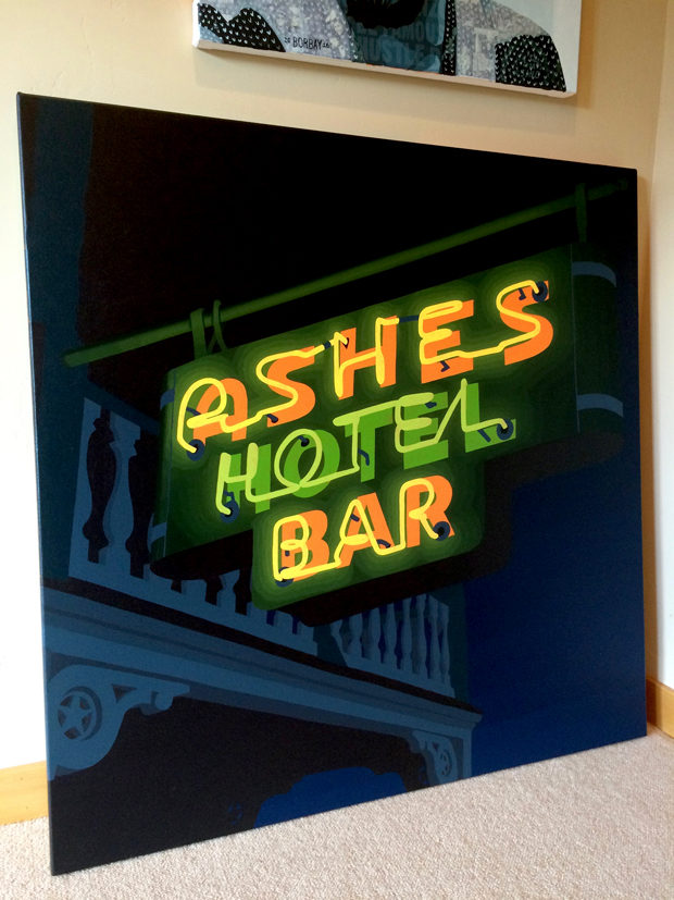 Ashes Hotel Bar Neon Painting Process by Borbay
