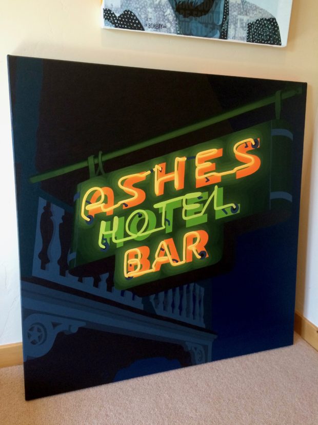Ashes Hotel Bar Neon Painting Process by Borbay