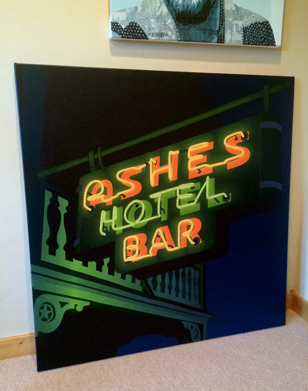 Ashes Hotel Bar Neon Painting Process by Borbay