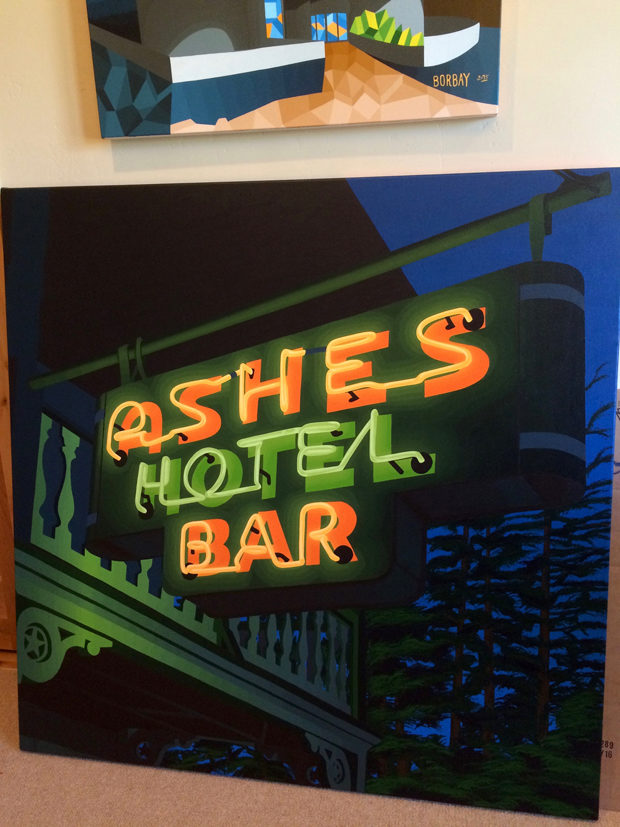 Ashes Hotel Bar Neon Painting Process by Borbay