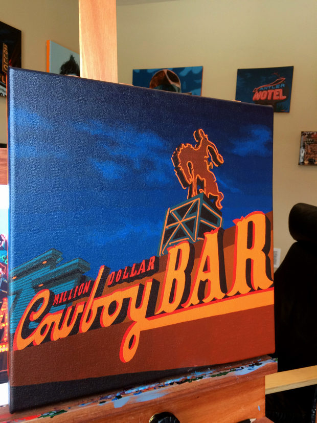 Million Dollar Cowboy Bar Painting Process Part Two by Borbay