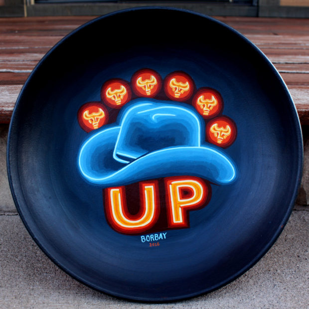 Neon Cowboy Up Plate Painted by Borbay