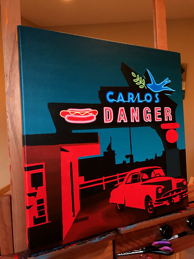 Carlos Danger Neon Painting Process by Borbay