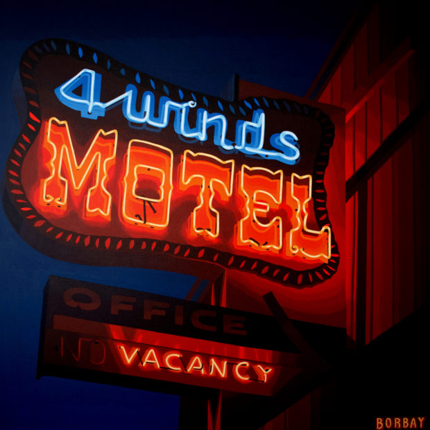 Four Winds Jackson Hole Neon Sign Painting by Borbay