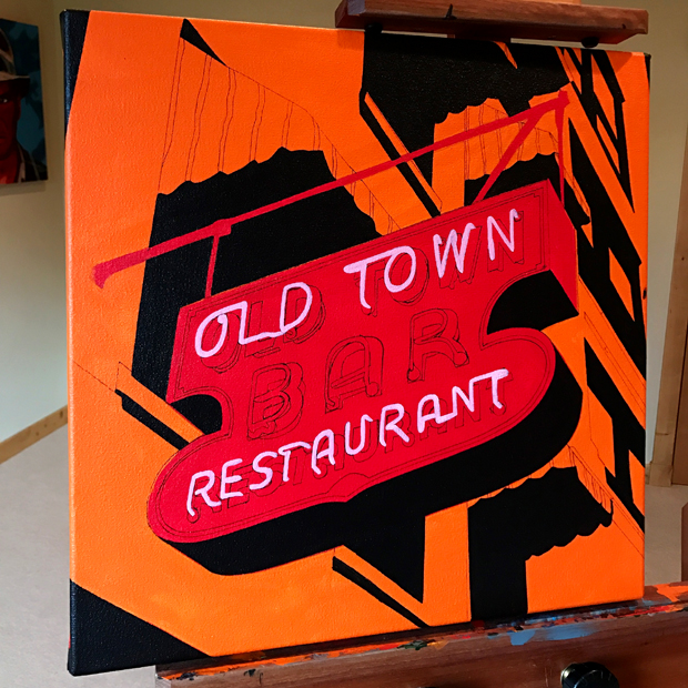 Old Town Bar Neon Sign Painting Process by Borbay