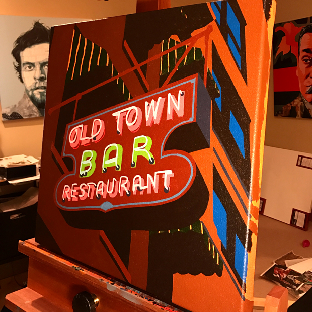 Old Town Bar Neon Sign Painting Process by Borbay