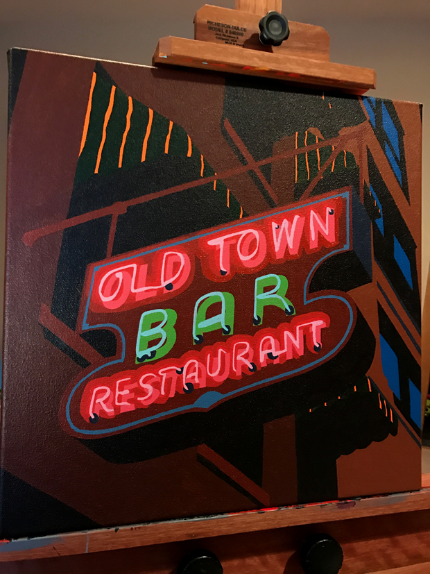 Old Town Bar Neon Sign Painting Process by Borbay