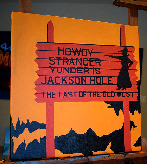 Howdy Stranger Jackson Hole Sign Painting Process by Borbay - BORBAY Howdy Stranger Jackson Hole Sign Painting Process by Borbay