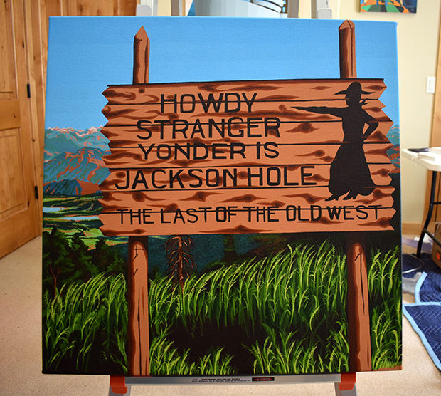 Howdy Stranger Jackson Hole Sign Painting Process by Borbay - BORBAY Howdy Stranger Jackson Hole Sign Painting Process by Borbay