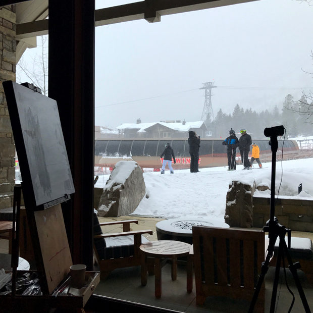 Four Seasons Jackson Hole Mountain Resort Painting Process by Borbay - BORBAY Four Seasons Jackson Hole Mountain Resort Painting Process by Borbay