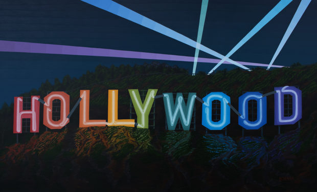 Hollywood Sign Neon Painting by Borbay 2017