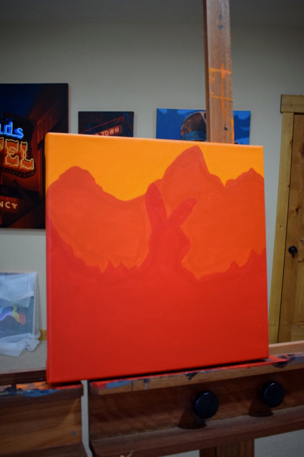 Jackson Hole Jackalope Painting Process by Borbay