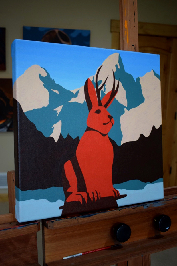 Jackson Hole Jackalope Painting Process by Borbay