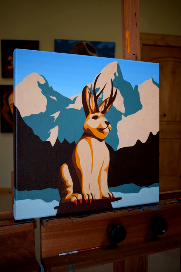 Jackson Hole Jackalope Painting Process by Borbay