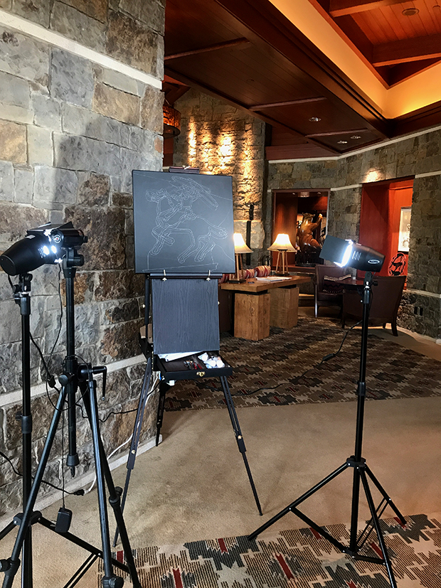 Neon Cowboy Four Seasons Jackson Hole Session Painting Process by Borbay