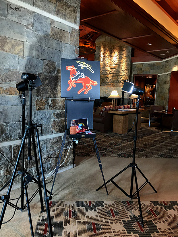 Neon Cowboy Four Seasons Jackson Hole Session Painting Process by Borbay