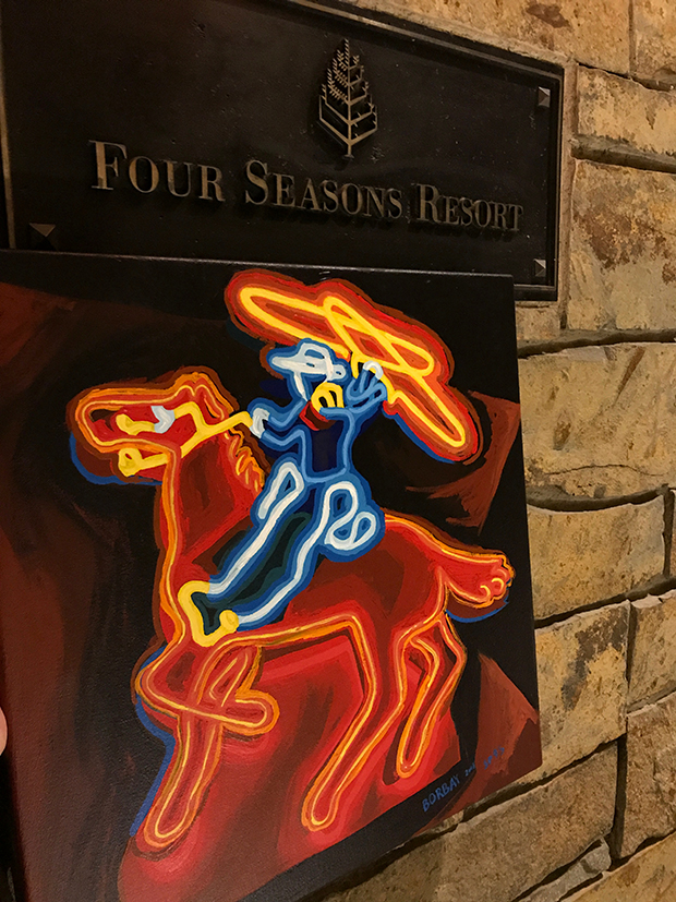 Neon Cowboy Four Seasons Jackson Hole Session Painting Process by Borbay