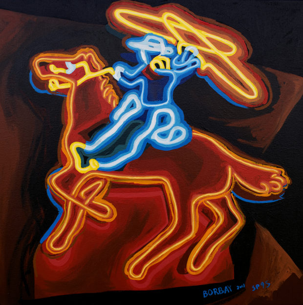 Neon Cowboy Four Seasons Jackson Hole Session Painting by Borbay
