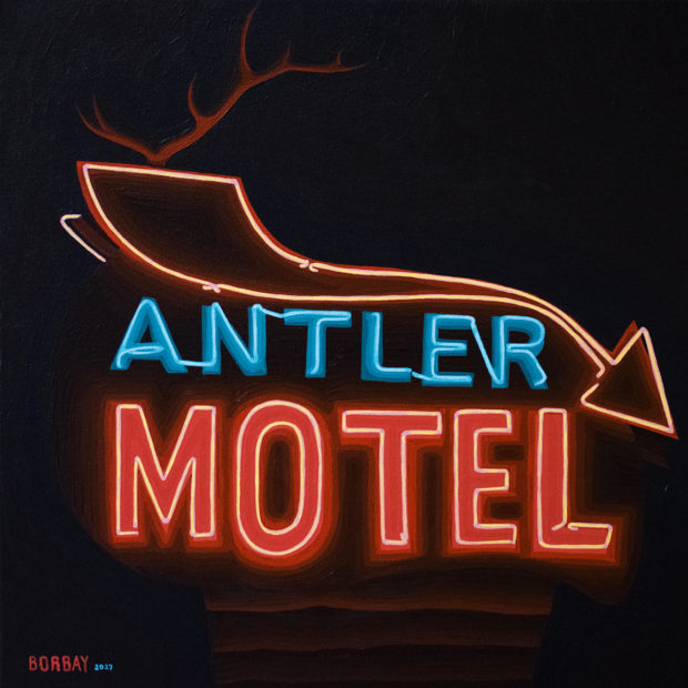 Antler Neon Sign Session Painting by Borbay