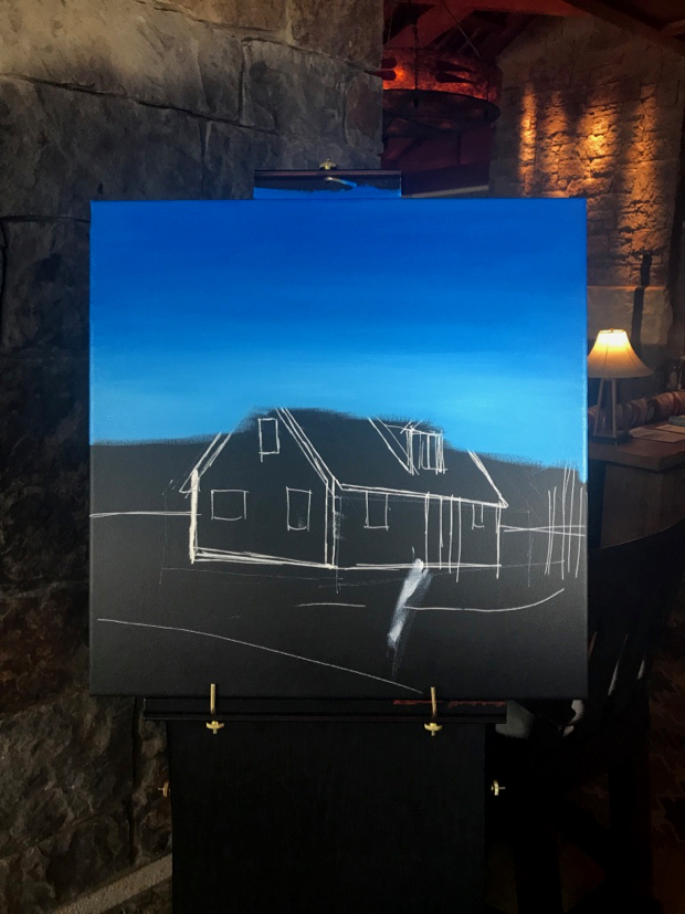 Pink House John Moulton Ranch Jackson Hole Painting Process by Borbay - BORBAY Pink House John Moulton Ranch Jackson Hole Painting Process by Borbay