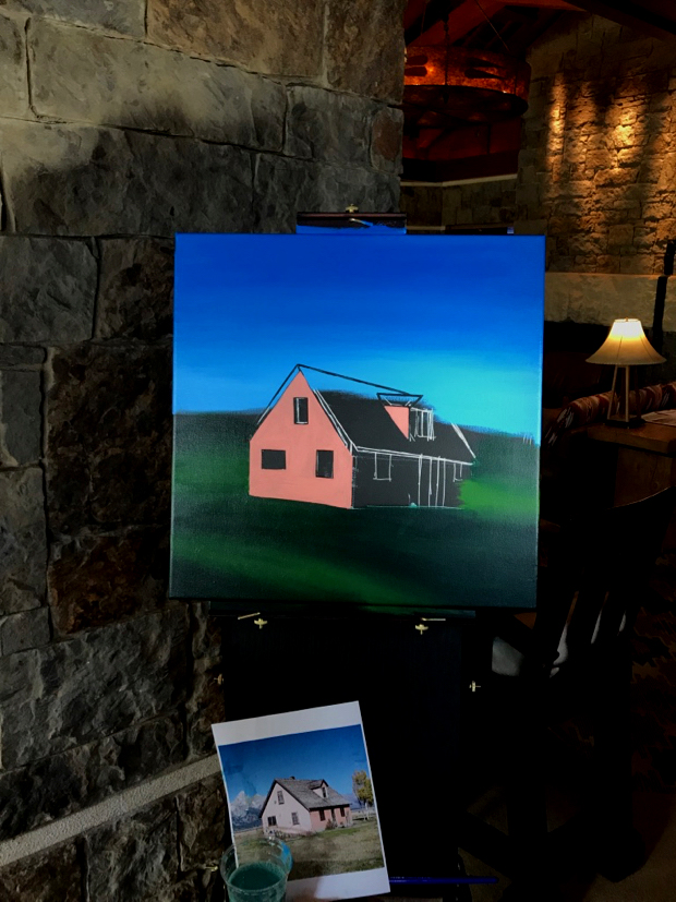 Pink House John Moulton Ranch Jackson Hole Painting Process by Borbay - BORBAY Pink House John Moulton Ranch Jackson Hole Painting Process by Borbay