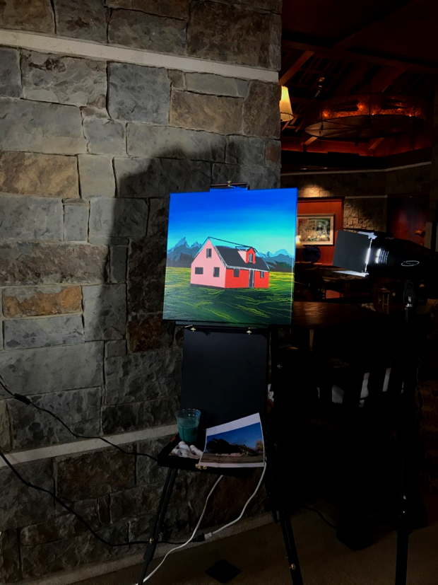 Pink House John Moulton Ranch Jackson Hole Painting Process by Borbay - BORBAY Pink House John Moulton Ranch Jackson Hole Painting Process by Borbay