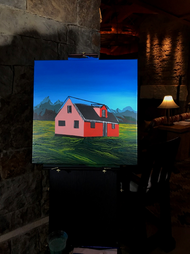 Pink House John Moulton Ranch Jackson Hole Painting Process by Borbay - BORBAY Pink House John Moulton Ranch Jackson Hole Painting Process by Borbay