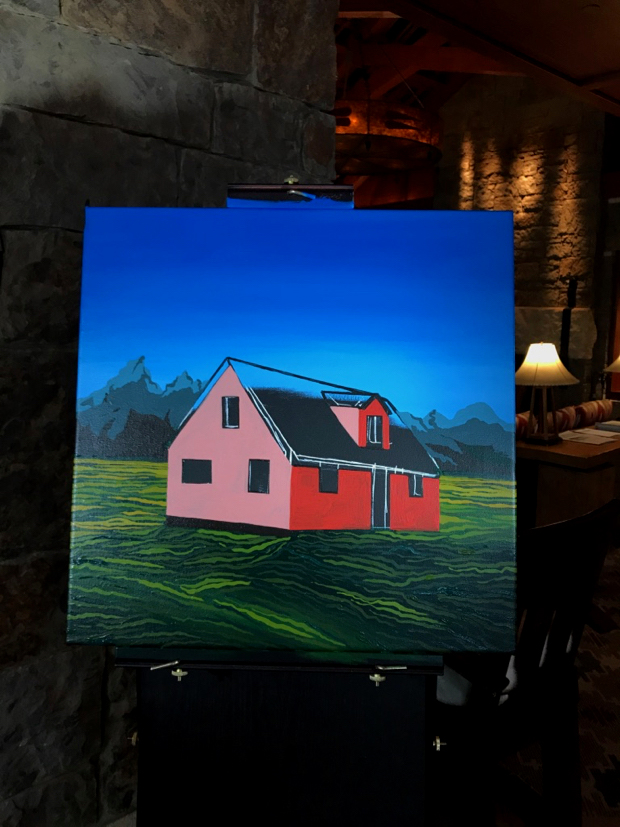 Pink House John Moulton Ranch Jackson Hole Painting Process by Borbay
