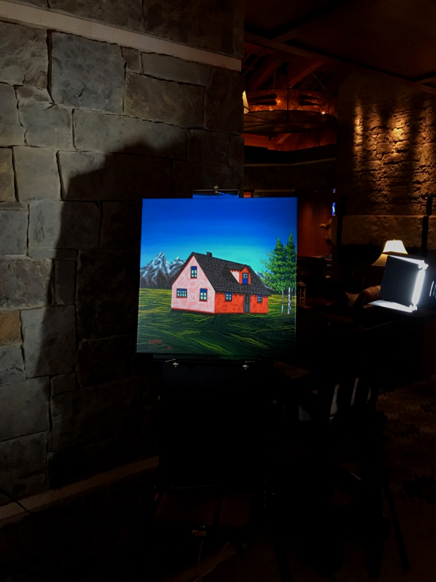 Pink House John Moulton Ranch Jackson Hole Painting Process by Borbay - BORBAY Pink House John Moulton Ranch Jackson Hole Painting Process by Borbay