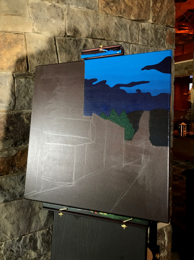 Teton Theater Night Painting Process by Borbay