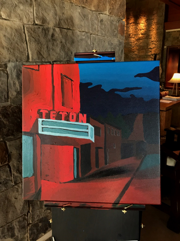 Teton Theater Night Painting Process by Borbay