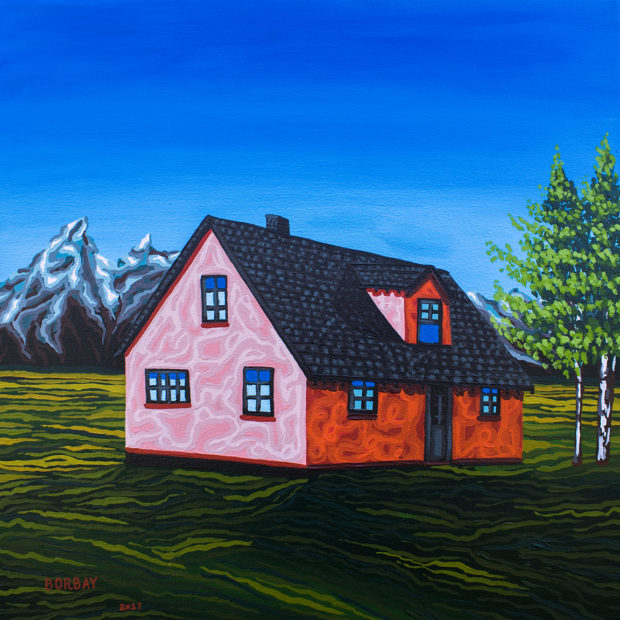 Pink House John Moulton Ranch Jackson Hole Painting by Borbay