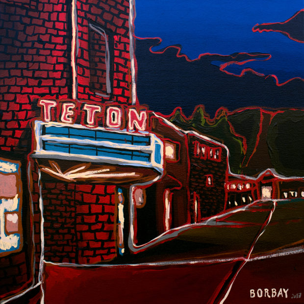 Teton Theater Night Painting by Borbay
