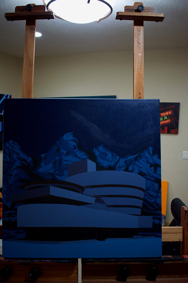 Guggenheim Painting Eclipse Painting Jackson Hole Painting Process by Borbay - BORBAY Guggenheim Painting Eclipse Painting Jackson Hole Painting Process by Borbay