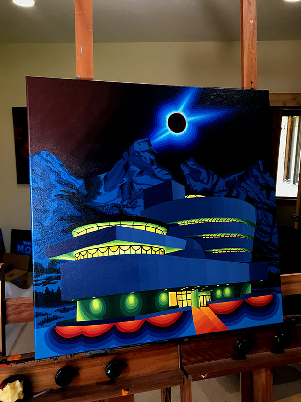 Guggenheim Painting Eclipse Painting Jackson Hole Painting Process by Borbay - BORBAY Guggenheim Painting Eclipse Painting Jackson Hole Painting Process by Borbay