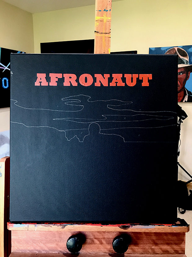 AFRONAUT MH the Verb Album Cover Painting Process by Borbay