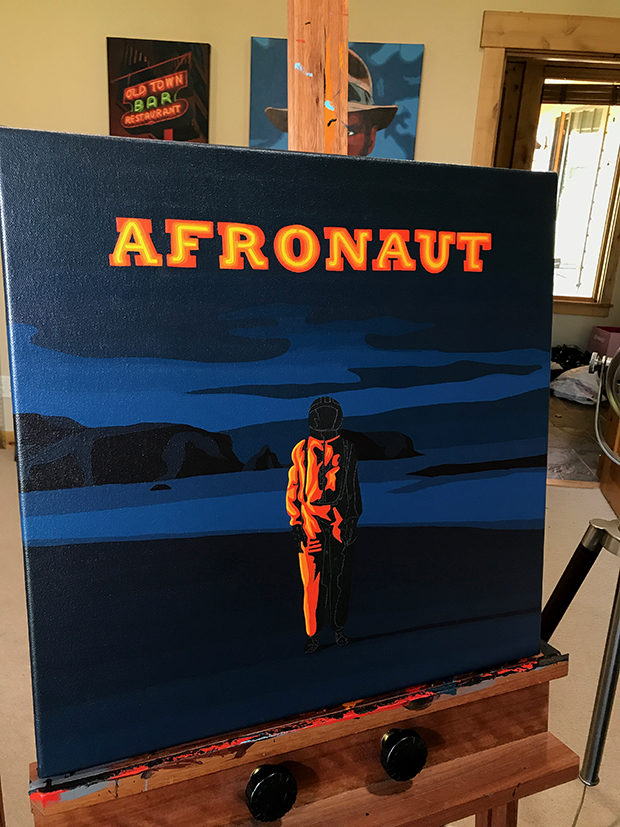 AFRONAUT MH the Verb Album Cover Painting Process by Borbay