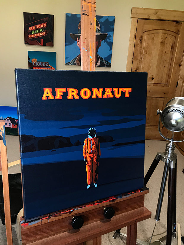 AFRONAUT MH the Verb Album Cover Painting Process by Borbay