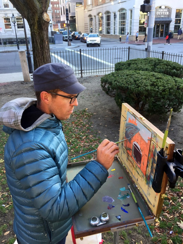 Paul William Painting in Boston Photo by Borbay