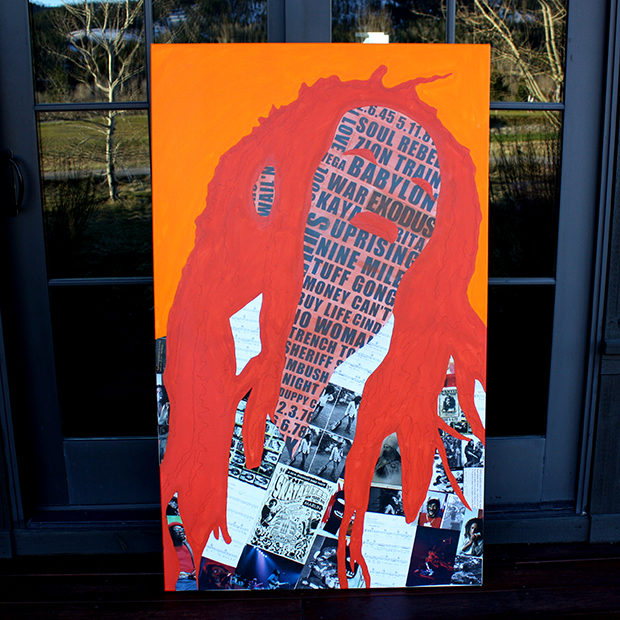 Bob Marley Collage Painting Process by Borbay