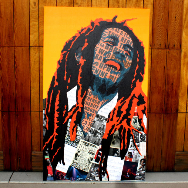 Bob Marley Collage Painting Process by Borbay