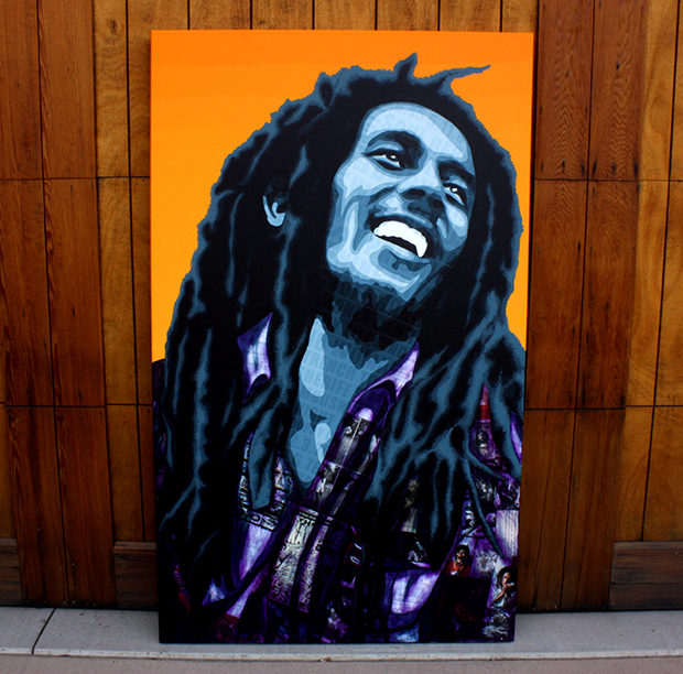 Bob Marley Collage Painting Process by Borbay